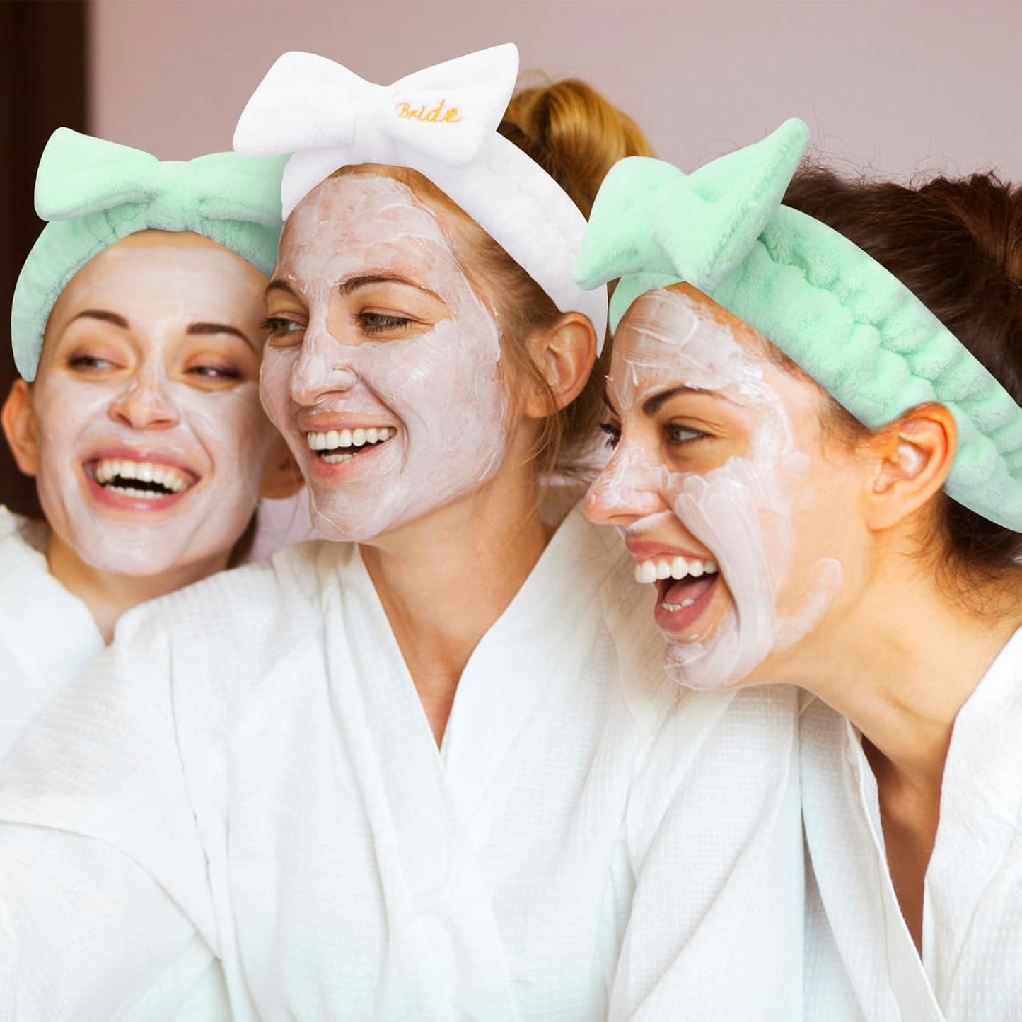 Semato Bachelorette Party Favor Set - Bride & Bridesmaid Spa Headbands (1 bride+ 7green)