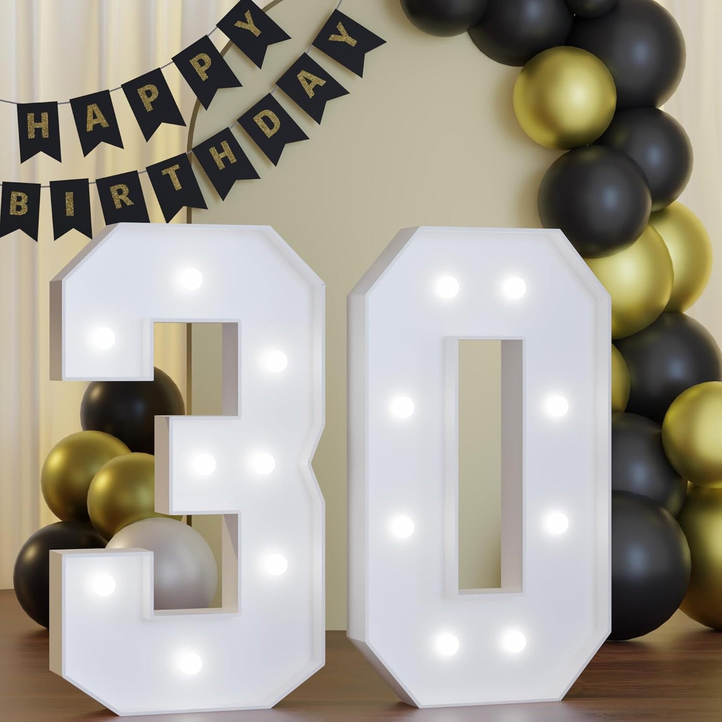 3FT Marquee Numbers 30, Happy 30th Birthday Decorations for Women Men, Large 30 Light up Numbers for Him Her 30 Years Old Birthday Party Supplies, 30th Anniversary Party Decor
