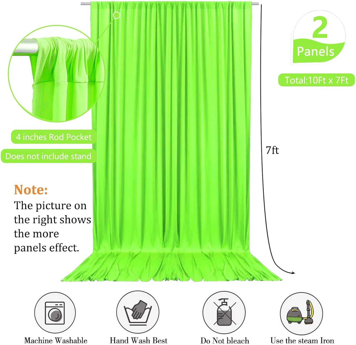 10 x 7 Feet Light Green A Backdrop Curtain for Partie, Background Curtains for Photoshoot, Birthday, Wedding, Halloween, Thanksgiving, Christmas, New Year Party Decorations 5Ft x 7Ft, 2 Panels
