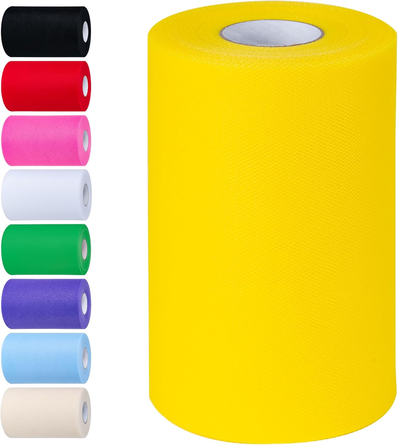 Fluorescent Yellow Tulle Fabric Rolls 6 Inch by 100 Yards (300 feet) Tulle Roll Spool Fabric for DIY Tutu Skirt Baby Shower Birthday Party Wedding Decorations Christmas Craft Supplies