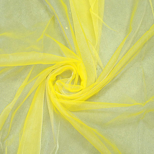 VDS Yellow Organza Fabric, 45 Yards Continuous, 45” Wide, Wedding Party Decoration Iridescent Crystal Sheer Shiny Organza Tulle Bridal Dress DIY Crafts Costume Sewing Backdrop Arch Cloth