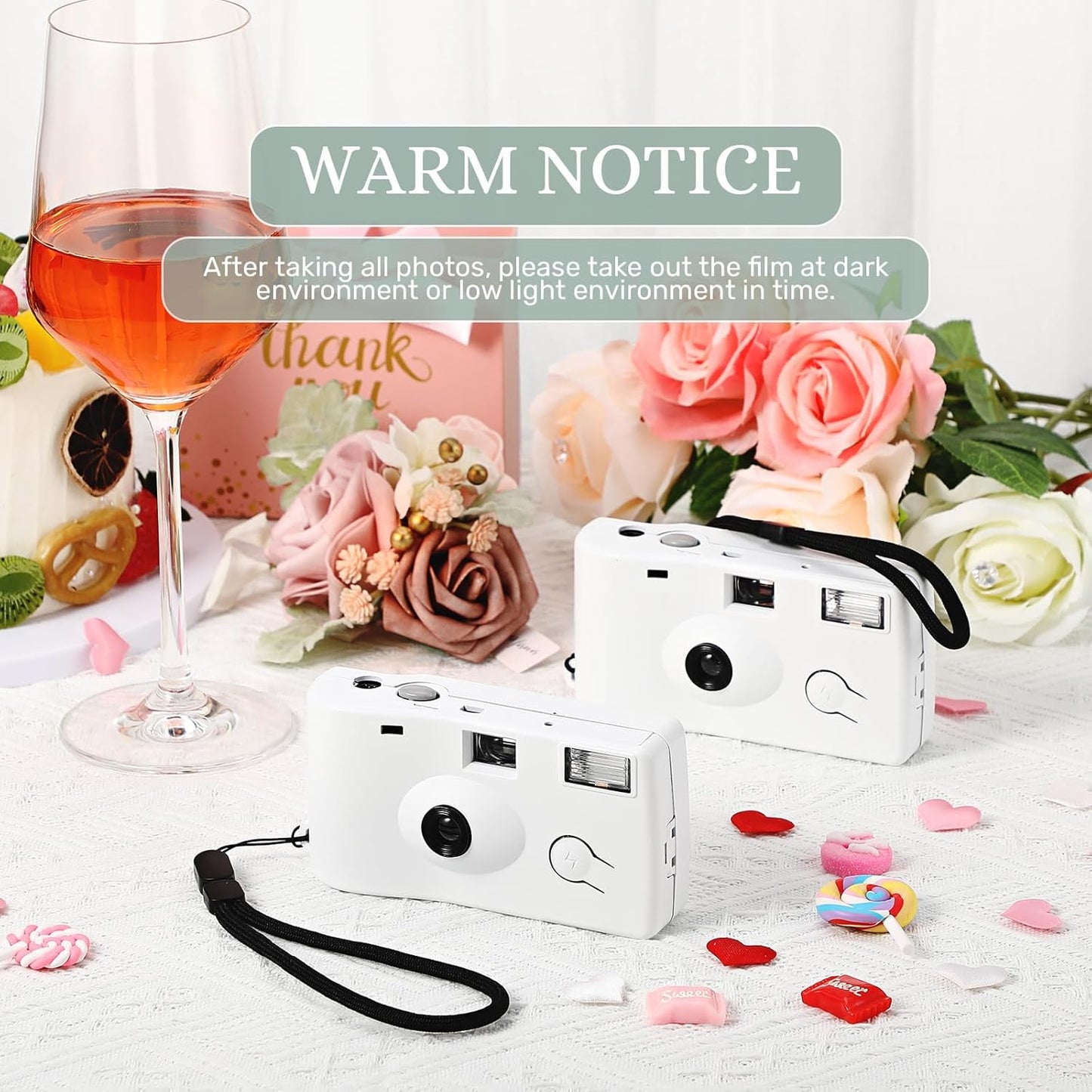 Treela 2 Pcs White Disposable Camera for Wedding Flash Film Camera 35mm 200ISO 17 Film Single Use Camera for Bridesmaid Birthday Anniversary Party Gift
