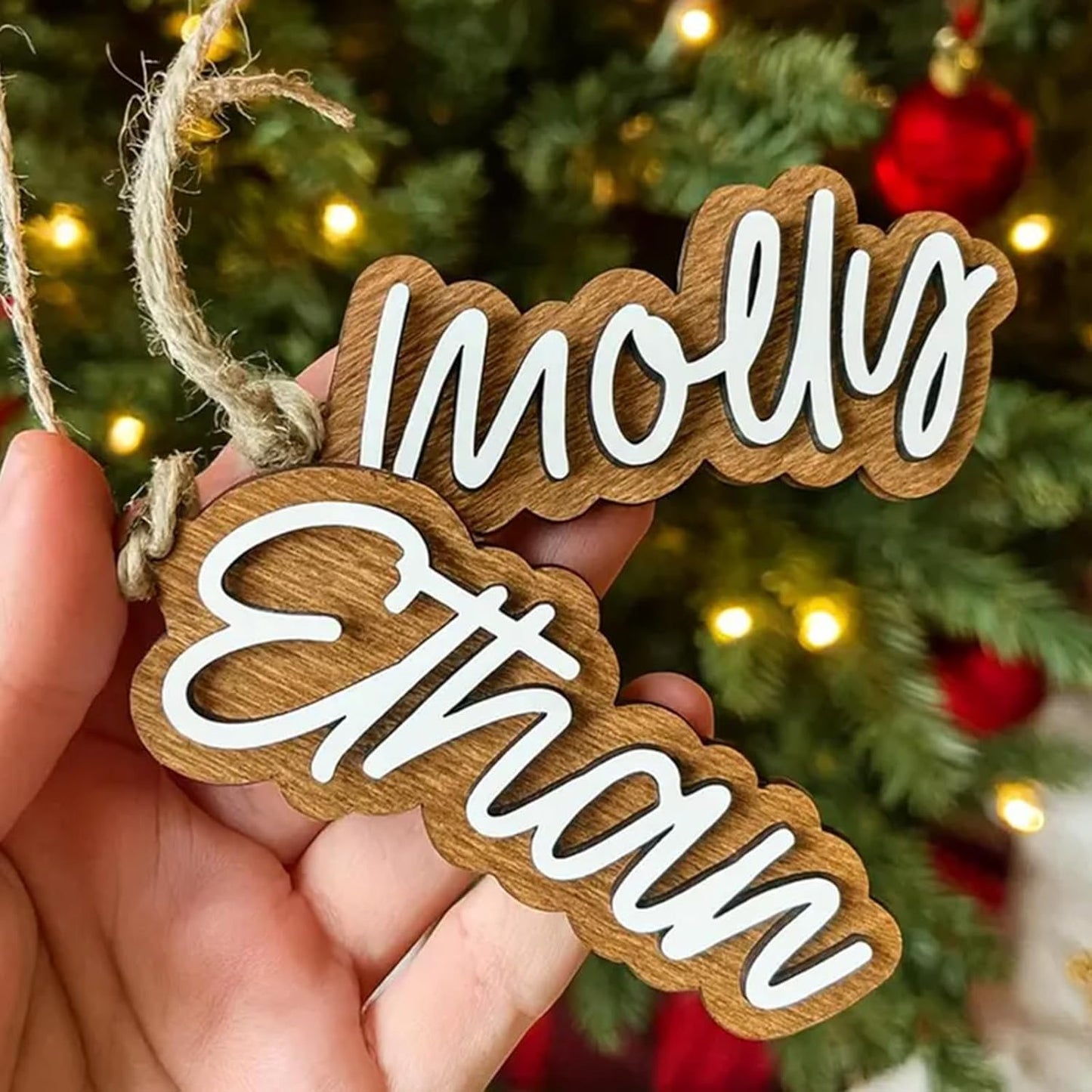 4Pcs Personalized Christmas Stocking Name Tags Custom Wooden Stocking Name Tag Customized Letters Tags Custom Xmas Stockings Hanging Tag Gifts for Christmas Stockings