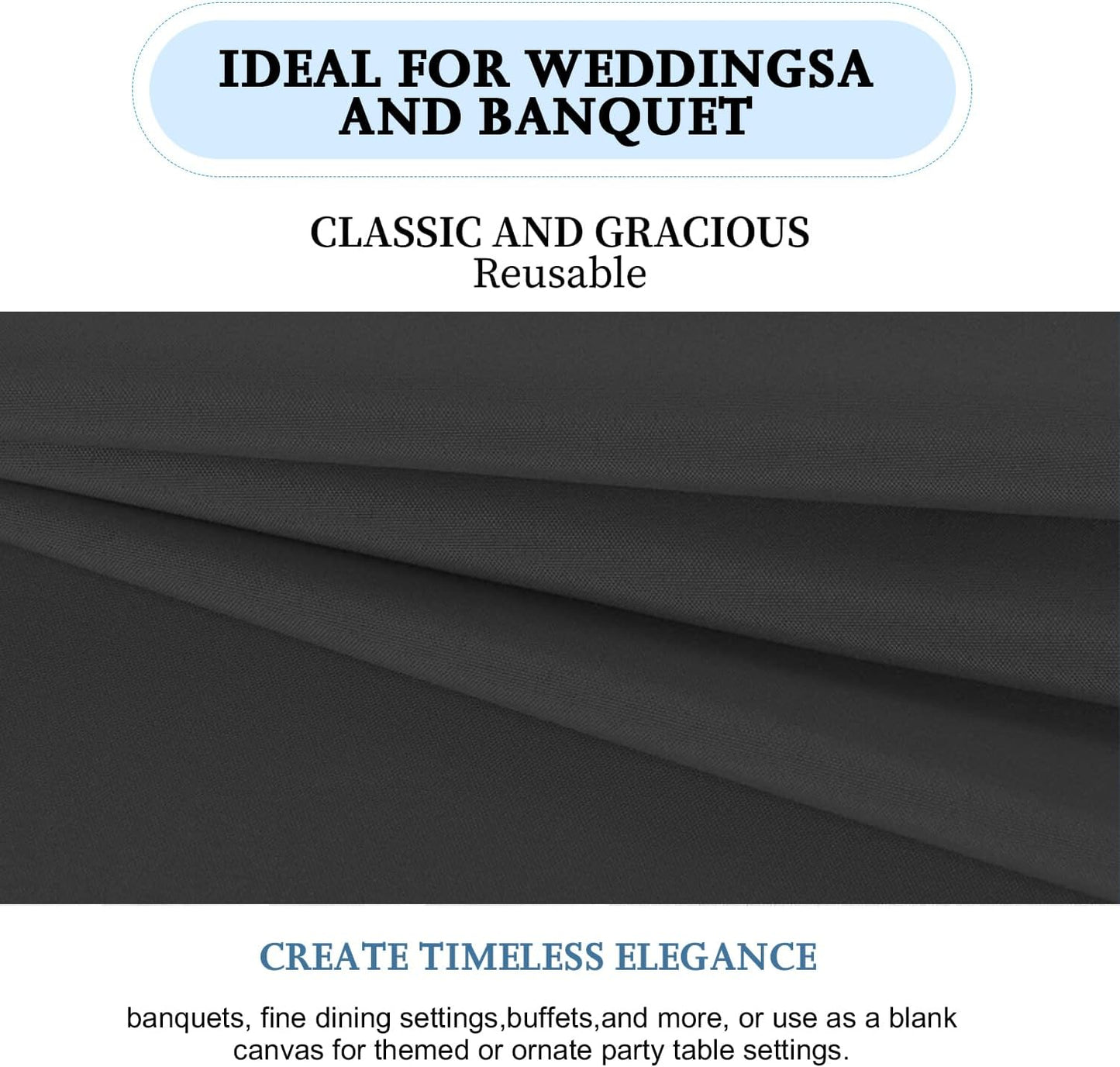 6 Pack Black Table Cloth Rectangle Table 60 x 126 Inch Tablecloths for 6 Foot Rectangle Tables. Stain and Winkle Resistant Polyester Washable Table Cloths for Parties Wedding Dining