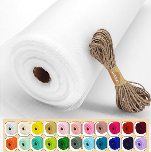 White Tulle Fabric Roll, 54" x 40 Yards (120FT) Tulle for Wedding Decoration Christmas Gift Wrapping DIY Tutu Party Backdrop Garden Baby Shower Table Skirts