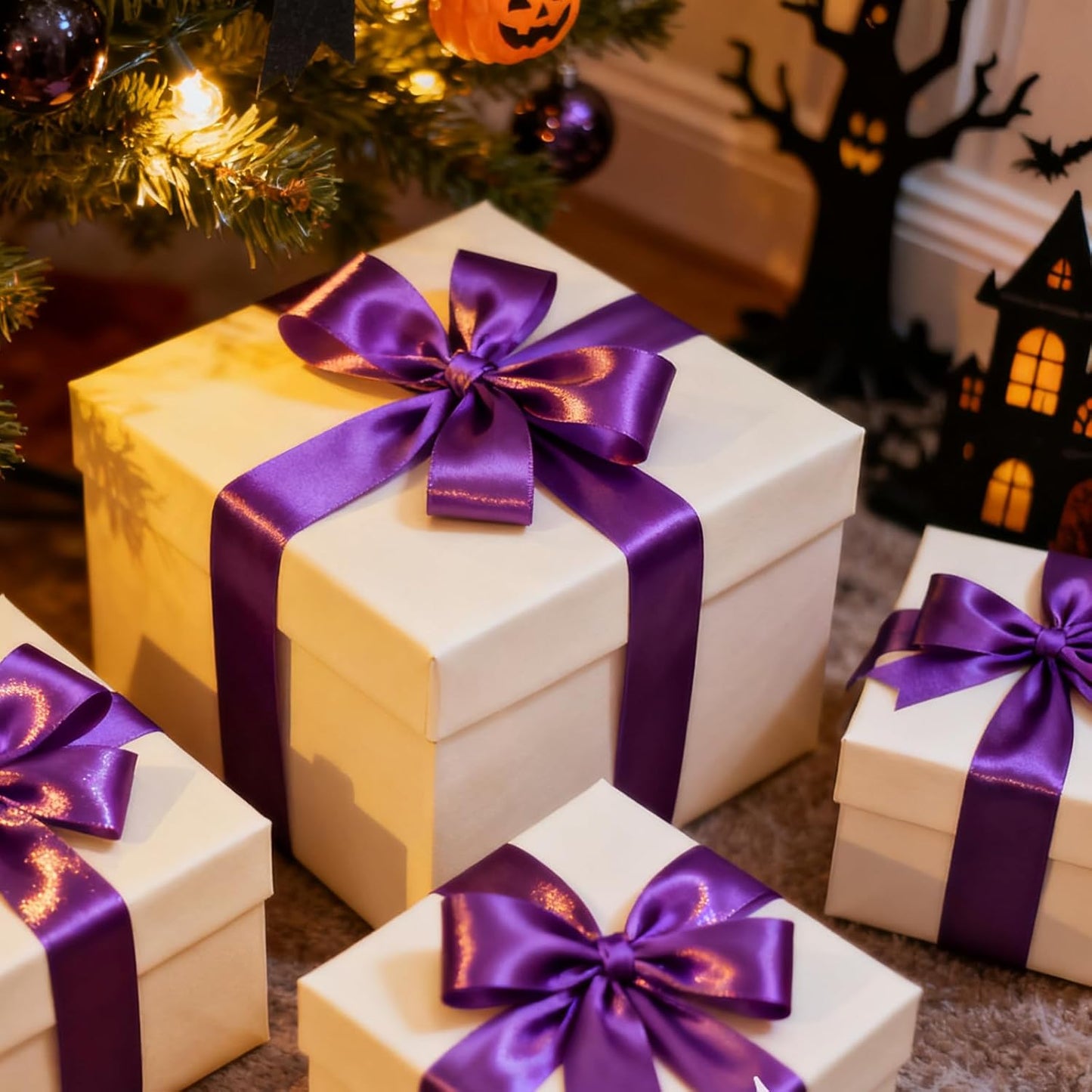 NESCCI 100 Yards Ribbon,1-1/2 Inch Purple Satin Ribbon,Single Face Satin Ribbons,Perfect for Gift Wrapping,Wedding Decoration,Handmade Bows,Wrapping Bouquet, Halloween, Christmas