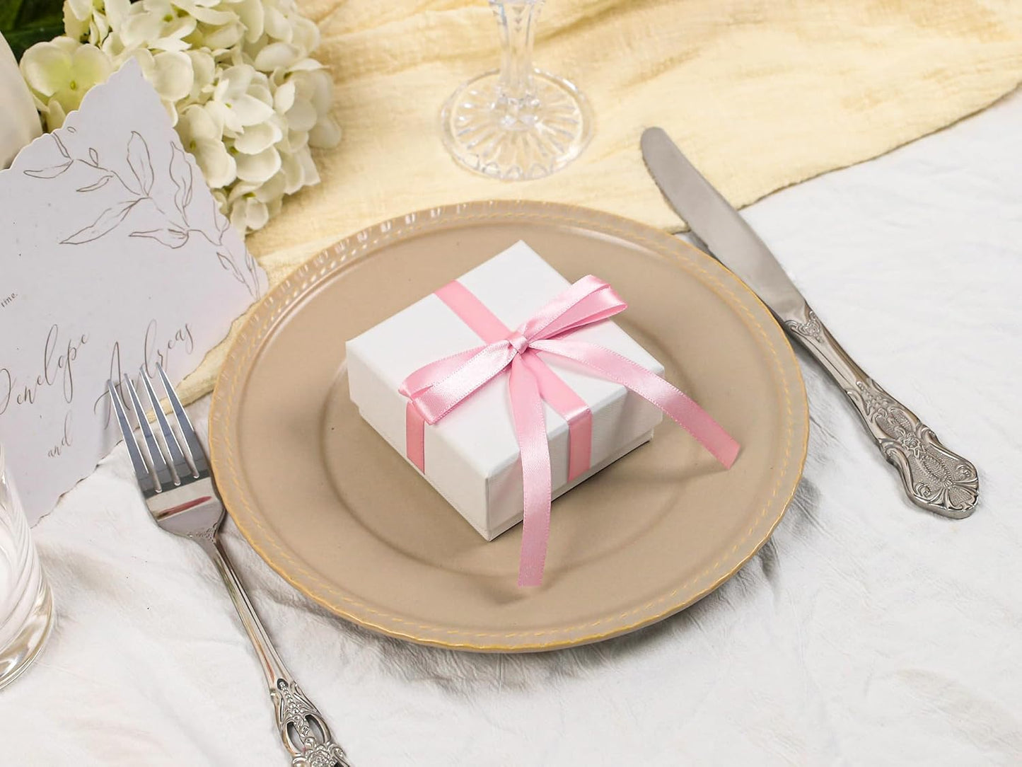 Rose Pink Satin Ribbon 3/8 inch X Continuous 25 Yards, Single Face Polyester Ribbon Perfect for Gift Wrapping, Flower Bouquet, Wedding Decor, Crafts, Bow Making, Sewing and More