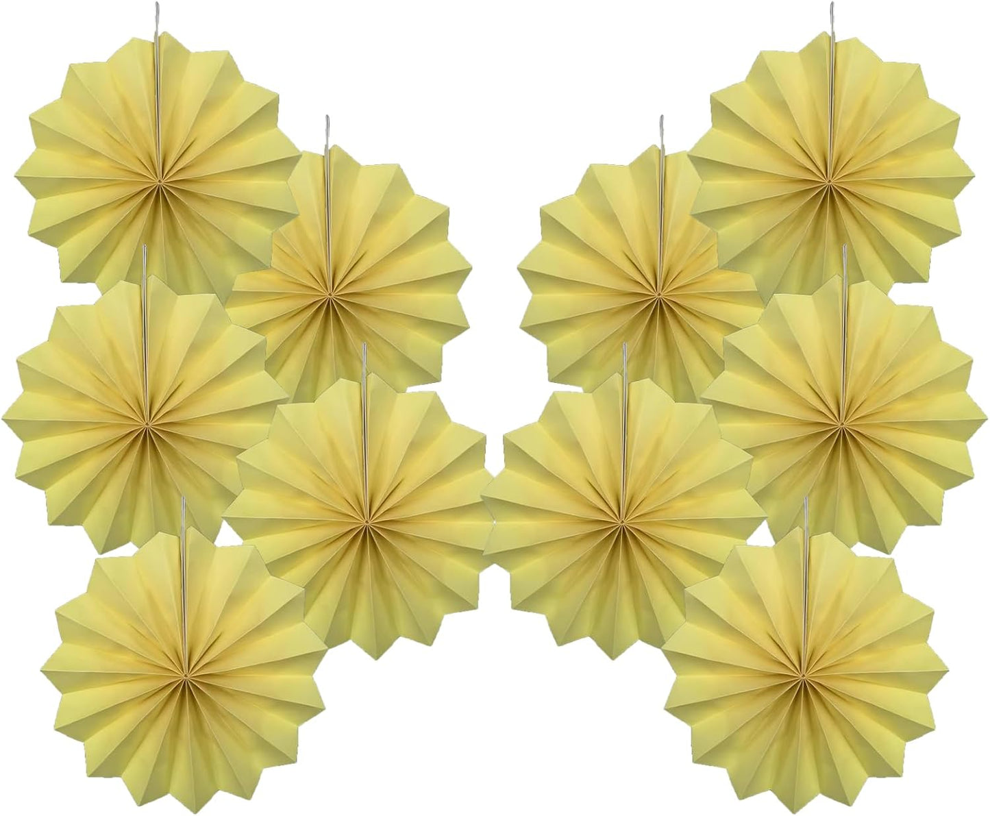Yellow Hanging Paper Fans,Yellow Accessories Paper Decorations for Party,Color Party Decorations,Bee Themed Classroom Decor,8in Hanging Paper Fans 30 Color DIY Set （Light Yellow）
