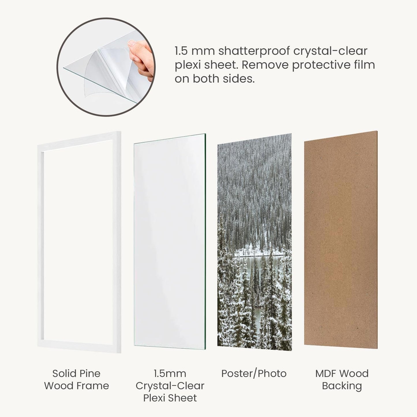 Opposite Wall - 18x24 in - White Solid Wood Picture Frame - Lightweight, Versatile & Shatterproof - Wall Hanging Poster or Photo Frame - Wall Decor for Office, Gallery & Home