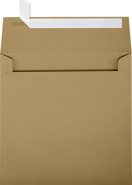LUXPaper Square Invitation Envelopes | Peel & Press | 5 3/4" x 5 3/4" | Grocery Bag Brown | 70lb. Text | 50 Qty
