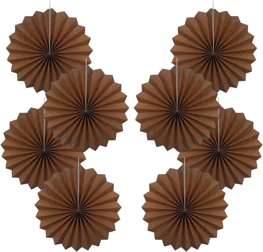 Brown Party Decorations,Brown Wedding Decorations for Party Events Accessories,Brown Birthday Decorations,Boho Party Decoration,Fall Decorations 12in Hanging Paper Fans 30 Color DIY Set(Brown)