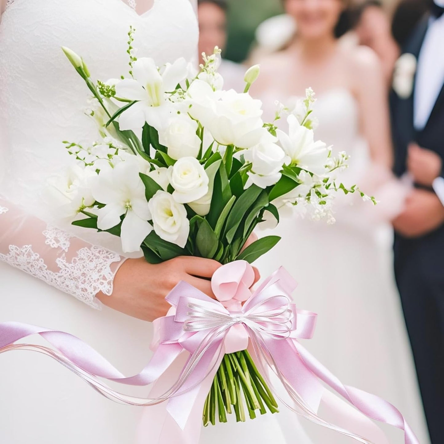 LaRibbons 1 1/2 Inch 50 Yard Double Faced Satin Ribbon,Light Pink Satin Craft Fabric Ribbon for Gift Wrapping Floral Bouquets Wedding Party Decoration