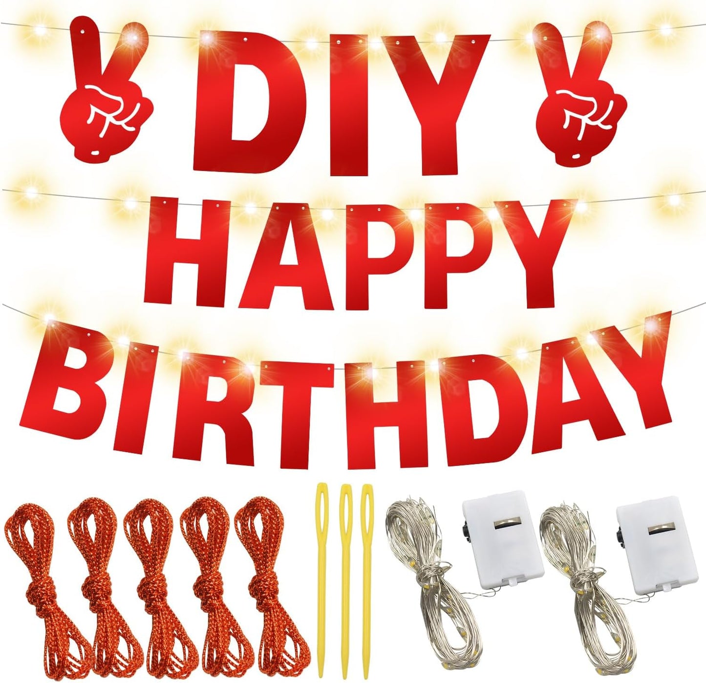 167Pcs DIY Glitter Customizable Banner Kit Custom Banner Happy Birthday DIY Letter Banners Happy New Year Personalized Banners Christmas Baby Shower Birthday Party Decorations Supplies(Shiny Red）