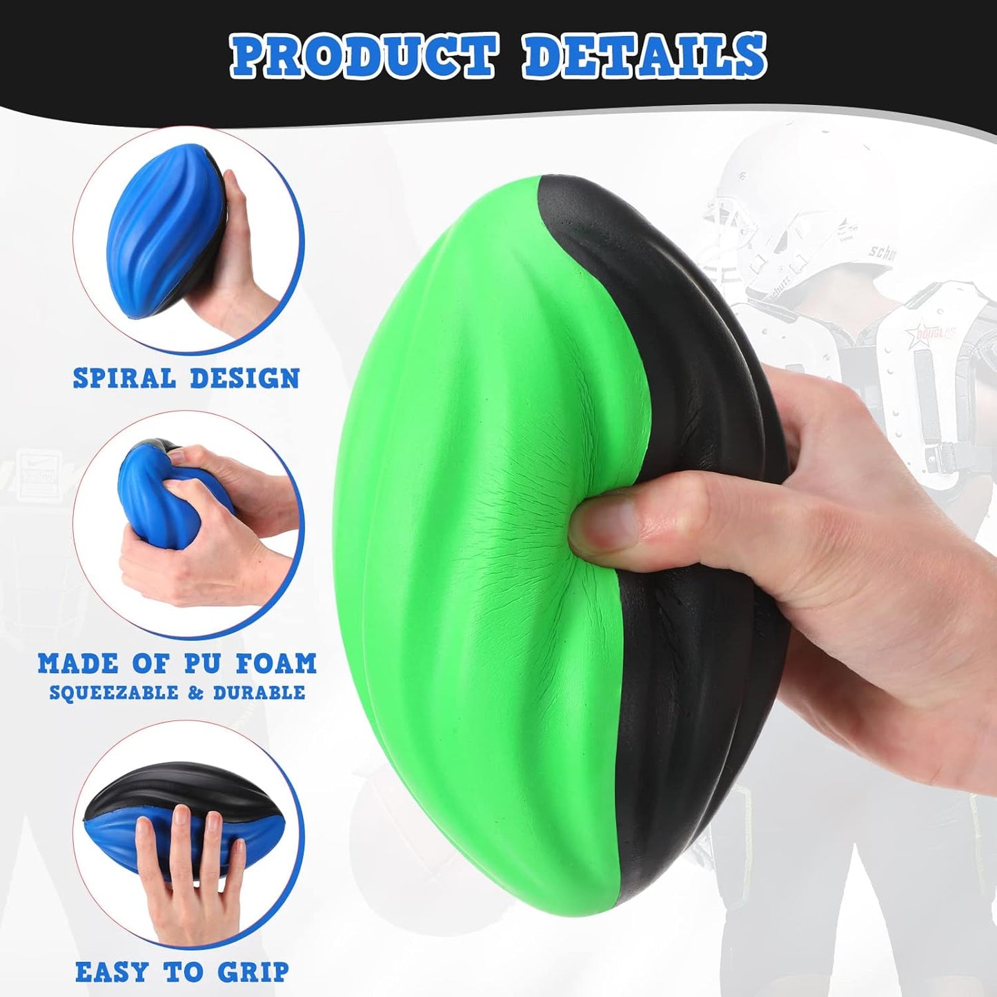 Jerify 12 Pcs Mini Foam Footballs for Kids Students 7 Inch Small Spiral Football Toys Easy Grip Waterproof Soft Emulation Ball for School Gift Sports Party Game(Classic Color)