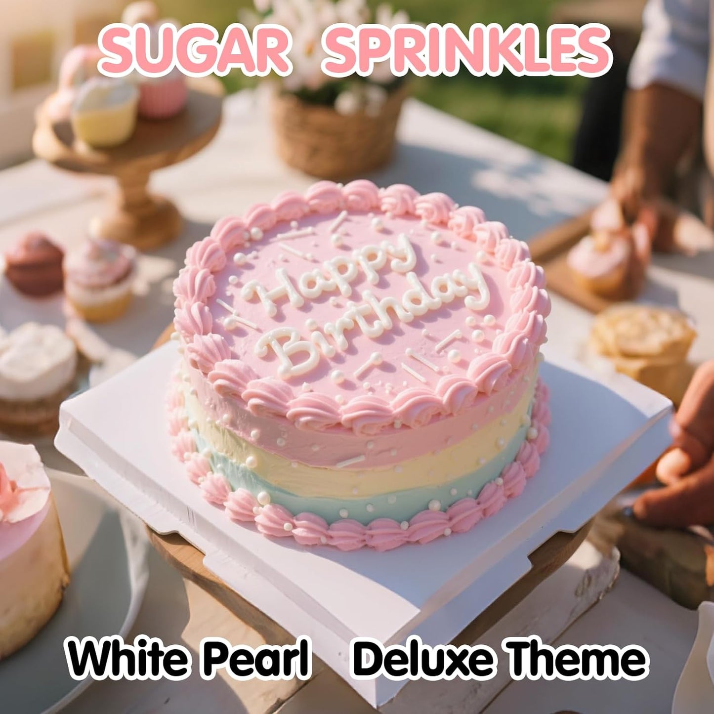 Edible White Sprinkles for Cake Decorating,Edible Pearl Jimmies Sugar Mix Size 130g/4.58oz,Baking Candy Decorations,Cupcake Toppers,Cookie Donuts Ice Cream Dessert Decorating,Wedding Birthday Party Valentines Christmas Supplies