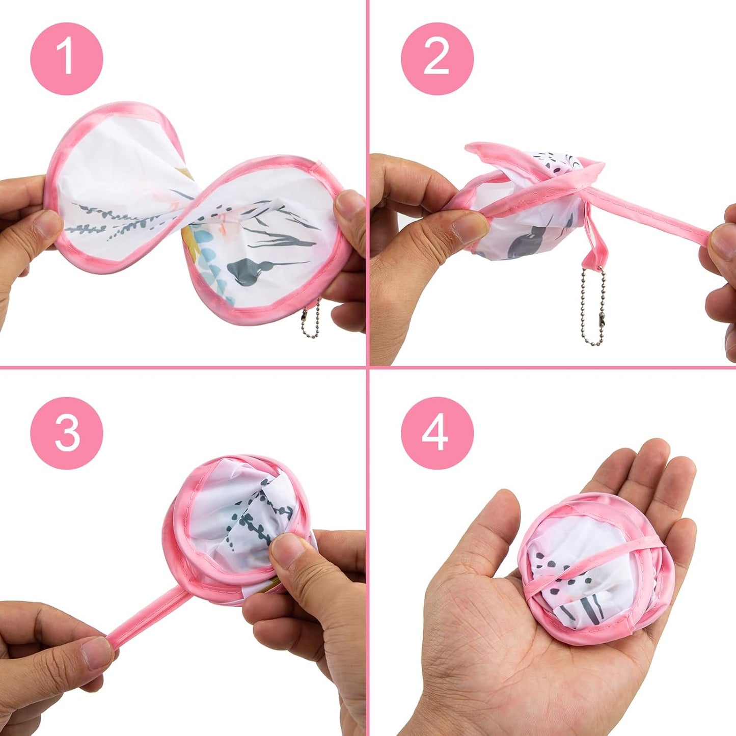 4 Styles Flower Round Foldable Hand Fan Japanese Foldable Fan Style Handheld Foldable Compact Cooling Fans,Round Folding Fan for Outdoor Games,Xmas Decoration,Festival,Party Favors,Travel,Events