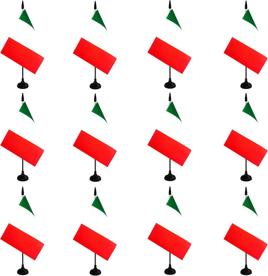 Italy Desk Flag, 12 Pack Italian Table Office Flag with Black Solid Pole and Stand Base, International Country Flag, Festival Celebration, Classroom Meeting Desktop Decor (Italy)