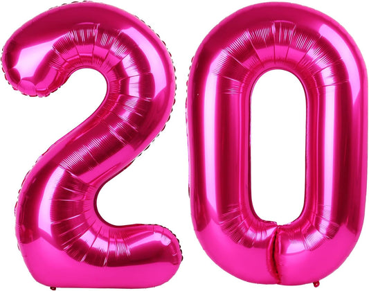 40 Inch Hot Pink 20 Number Balloon