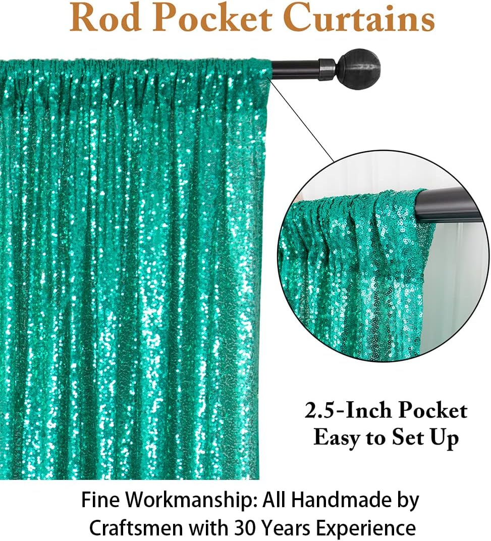 ShiDianYi 8 X 8, Ready to Dispatch,Mint Green Sequin Backdrops Photo Booth Backdrop Party Curtains,Wedding Background Sparkling Photography Prop