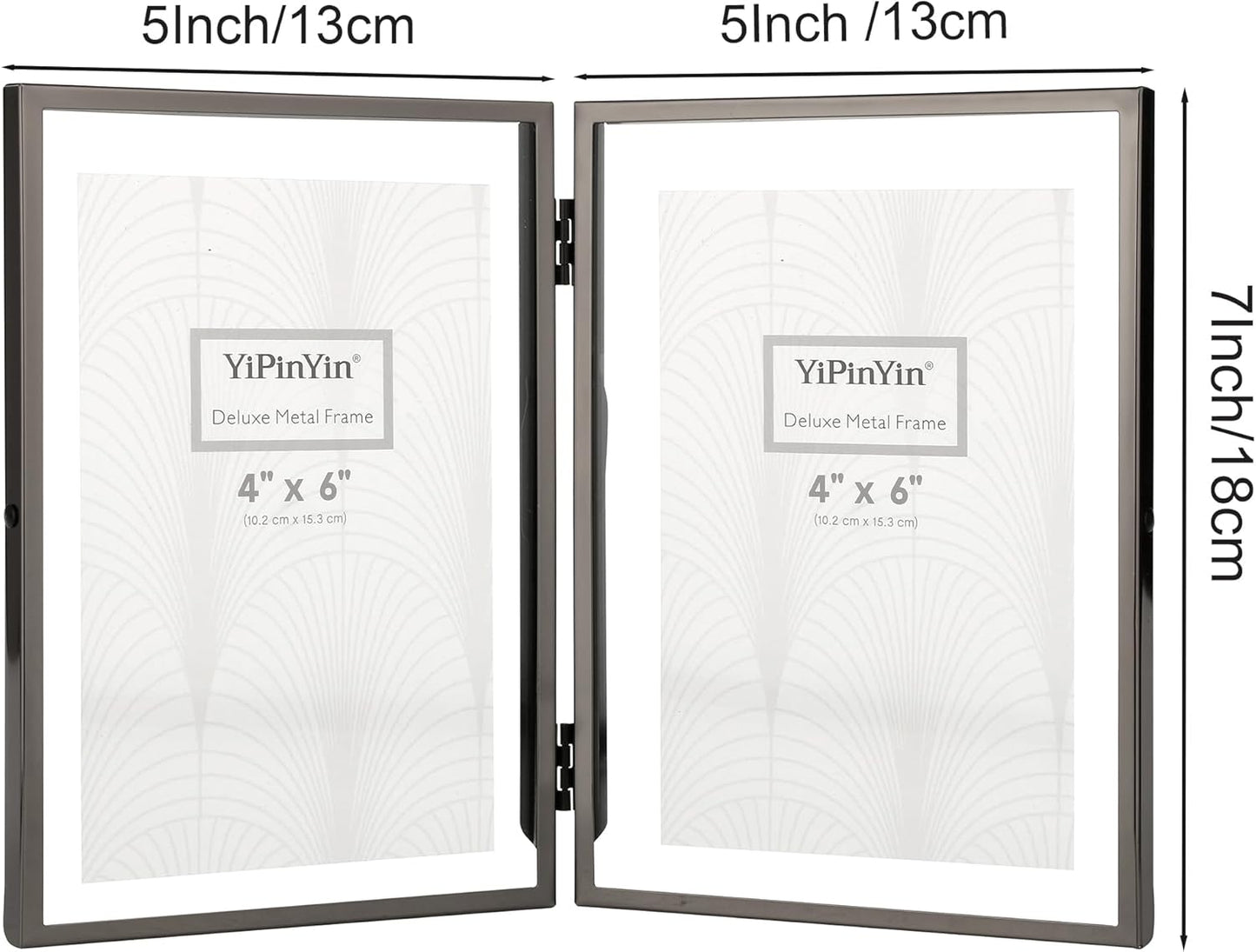 5x7'' Metal Black Double Floating Frame For Photo Sizes 2x3'', 3.5x 5'',For Tabletop/Shelf Photo Frame, Classy Gift for Wedding, Christmas,Birthady,Home or Office Decor.