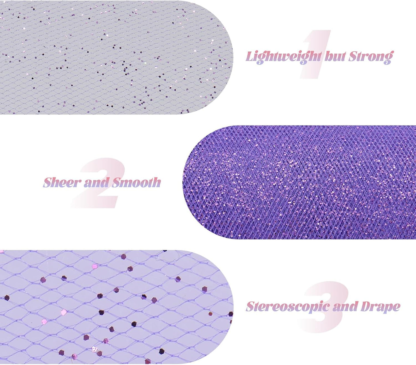 Glitter Tulle Rolls 6” by 50 Yards Sparkle Tulle Fabric Ribbon Sequin Tulle Netting Rolls for DIY Tutu Skirt Wedding Birthday Party Decoration (Purple)