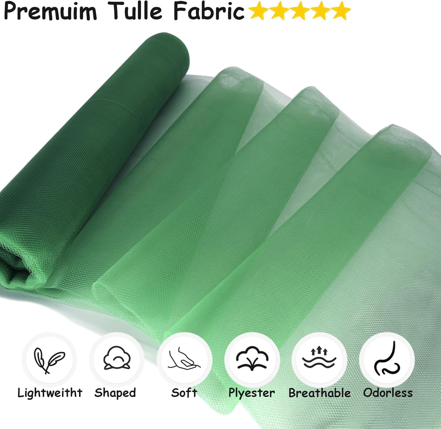 Tulle Fabric Rolls, 54 Inch by 10 Yards (30 ft) Tulle Ribbon for Wedding Party Decoration Sheer Fabric Spool Bolt, Ceiling Decor, Tutu Skirt, Christmas Gift Wrapping, Soft & Drape (Hunter Green)