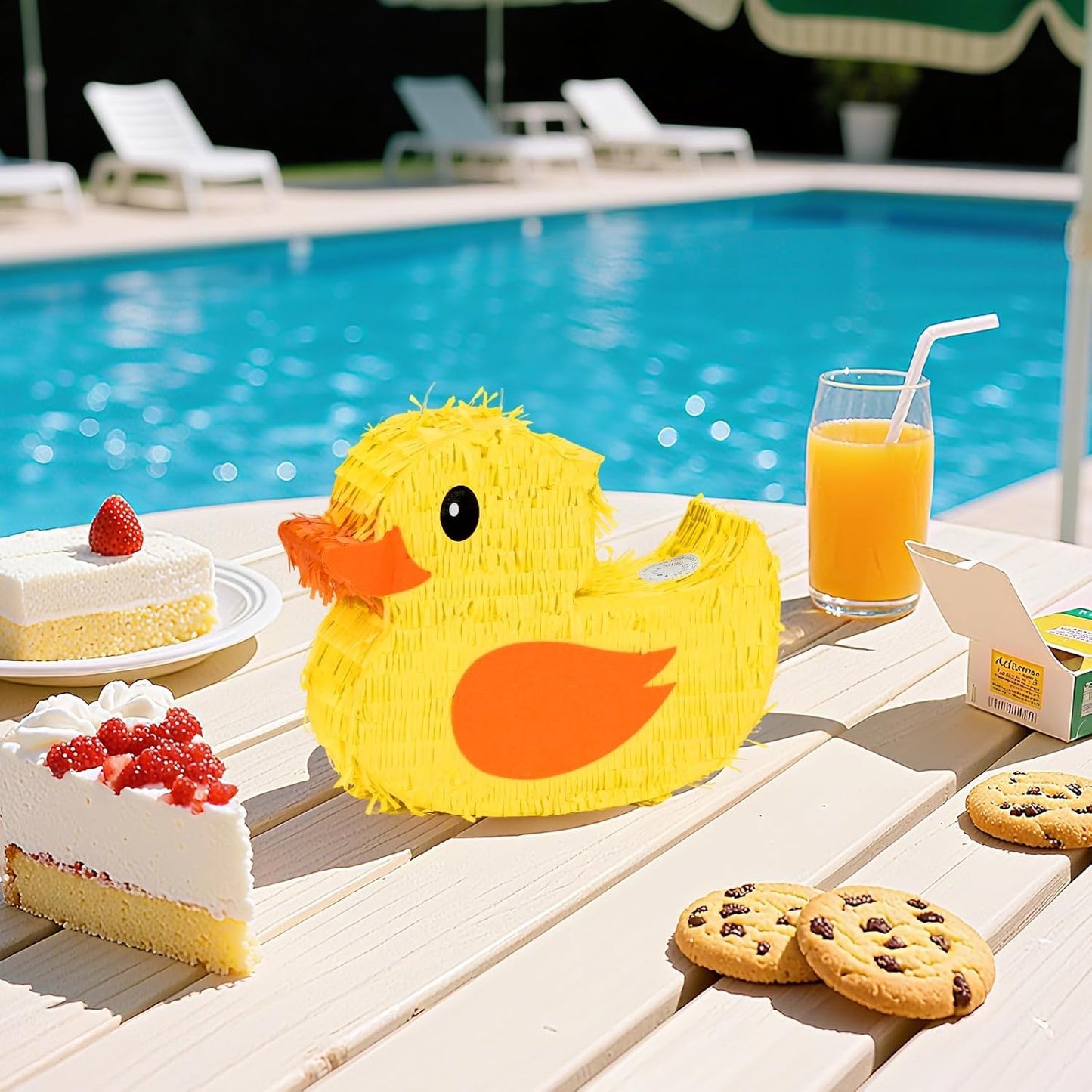 Duck Pinatas Bundle with a Blindfold and a Bat(16.5 x 12.6 x 4 Inches), Perfect for kid's Birthday Parties, Farm Animal Theme Parties and Decorations