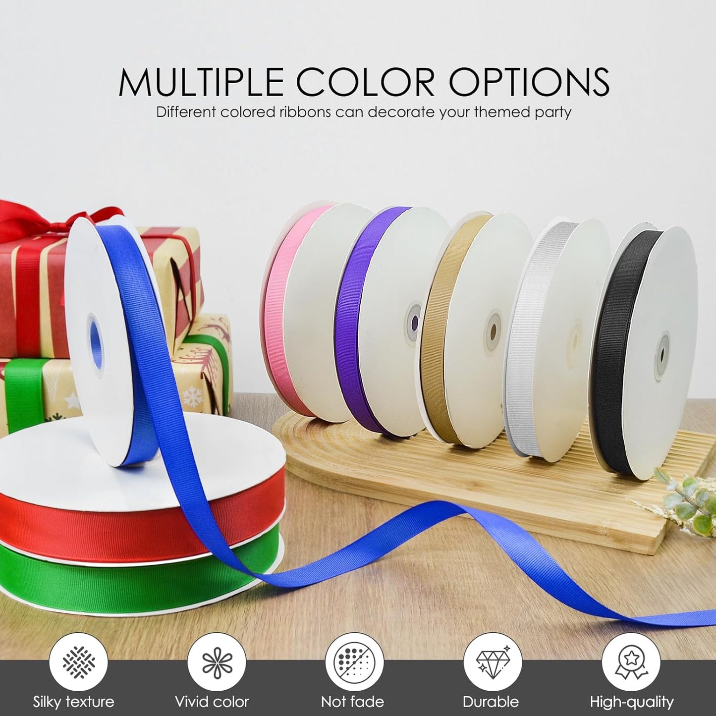 100 Yards 1 inch Grosgrain Ribbon, Solid Color Fabric Ribbon Perfect for Gift Wrapping, Wedding, Handmade Bows, Floral Bouquets and Party Decoration(Black)