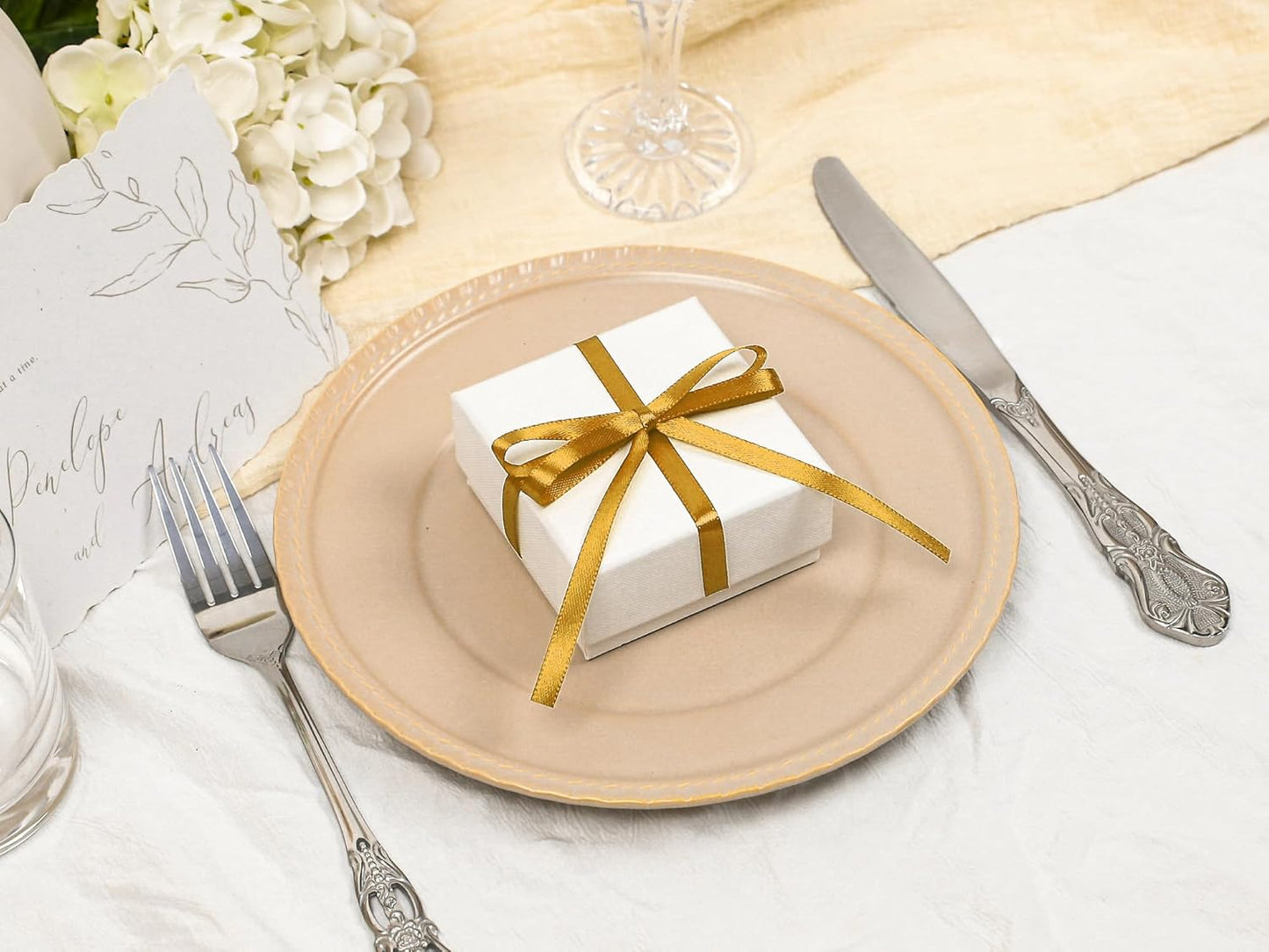 Gold Satin Ribbon 1/4 inch X Continuous 100 Yards, Single Face Polyester Ribbon Perfect for Gift Wrapping, Flower Bouquet, Wedding Decor, Crafts, Bow Making, Sewing and More