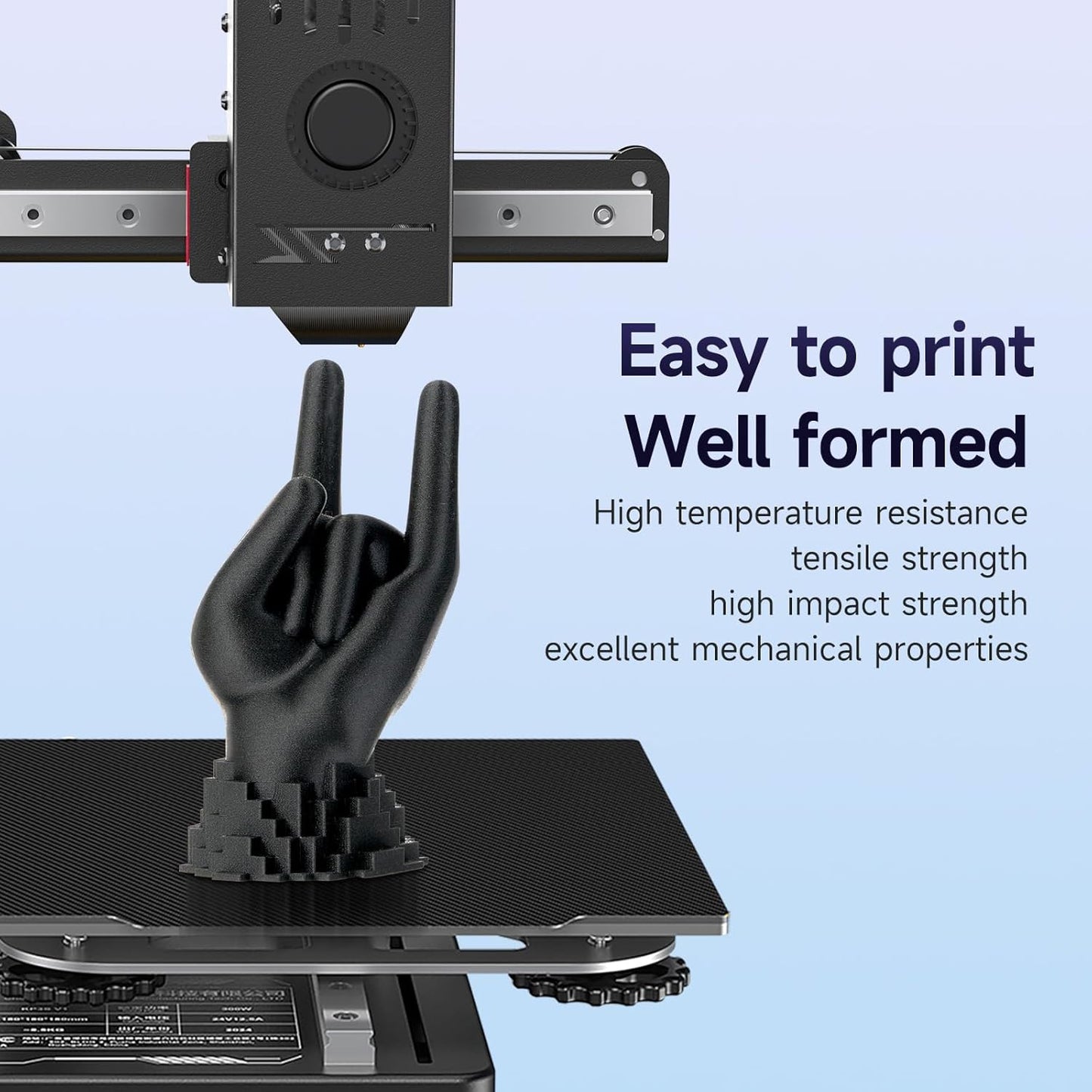 Kingroon PETG CF Filament 1.75mm 3D Printer Filament Black Carbon Fiber Pla Filament 1kg Filament Dimensional Accuracy +/- 0.02mm, Fit Most FDM Printer