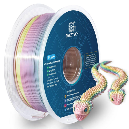GEEETECH Silk Rainbow PLA Filament 1.75mm, 3D Printer Filament 1kg Spool (2.2lbs), Shiny Multicolor Gradient PLA, +/- 0.02 mm Accuracy, Low Warping, 3D Printing Filament Fits Most FDM 3D Printers
