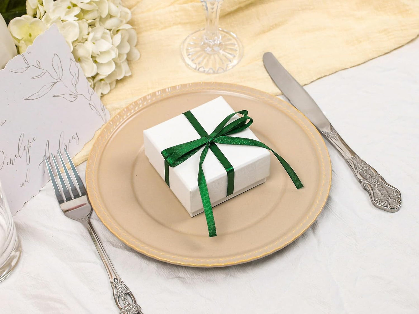 Green Satin Ribbon 1/4 inch X Continuous 25 Yards, Single Face Polyester Ribbon Perfect for Gift Wrapping, Flower Bouquet, Wedding Decor, Crafts, Bow Making, Sewing and More