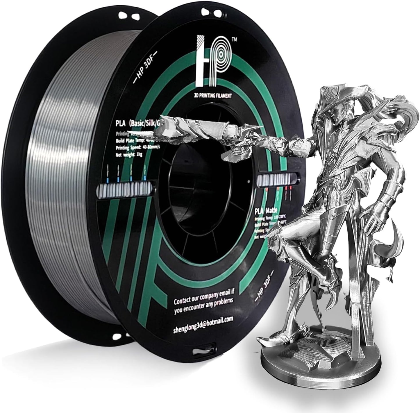 PLA Filament, Silk PLA, 3D Printer Filament, PLA Filament 1.75mm Dimensional Accuracy +/- 0.02mm, 1KG Spool (2.2 lbs), Fit Most FDM Printer (Silk Silver)