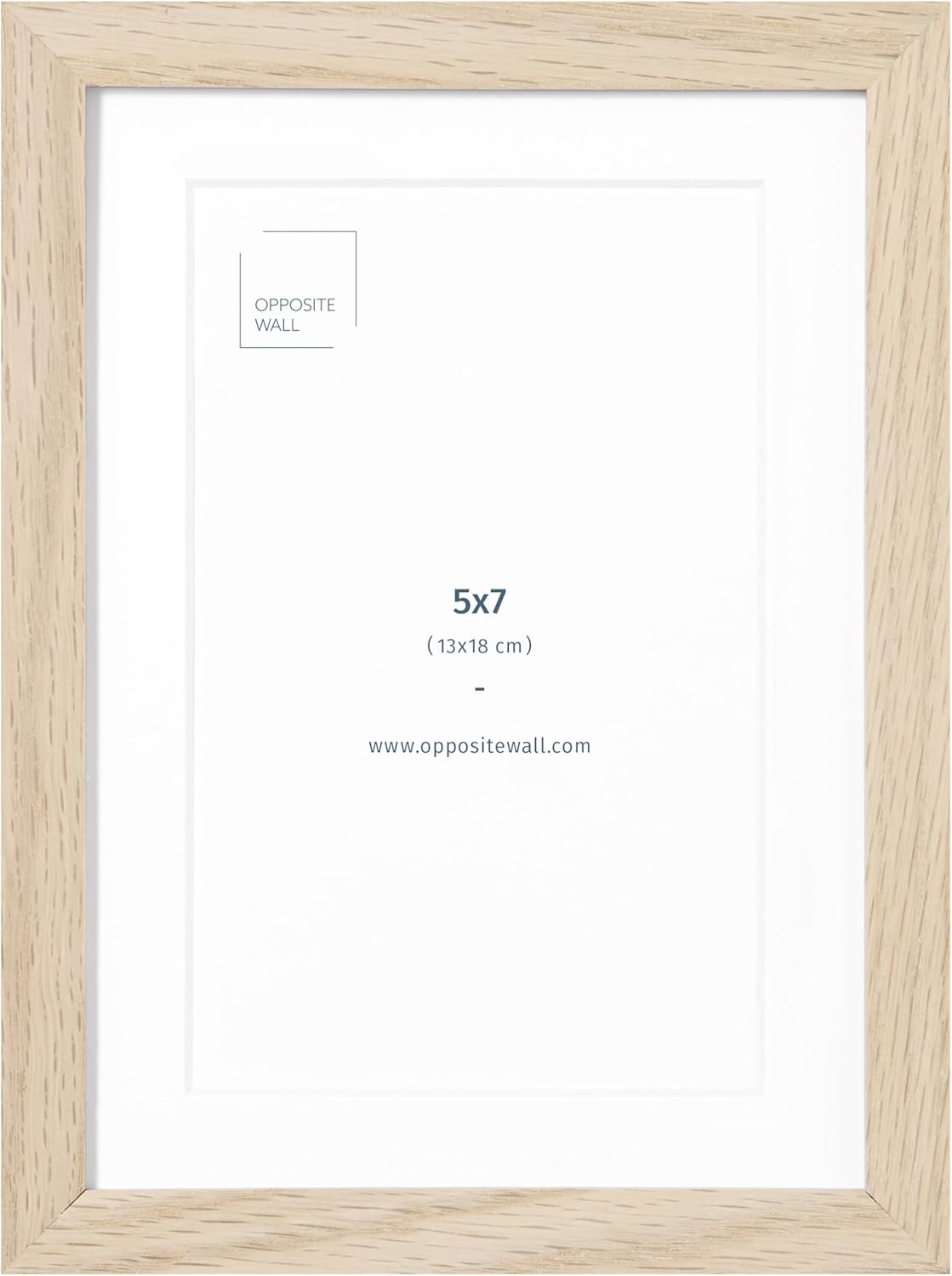 Opposite Wall - 5x7 in - Natural Solid Oak Wood Picture Frames with Mat - Wall Hanging & Tabletop Photo Frame - Pictures Display 4x6 with Mat, 5x7 without - Office, Gallery & Home Decor