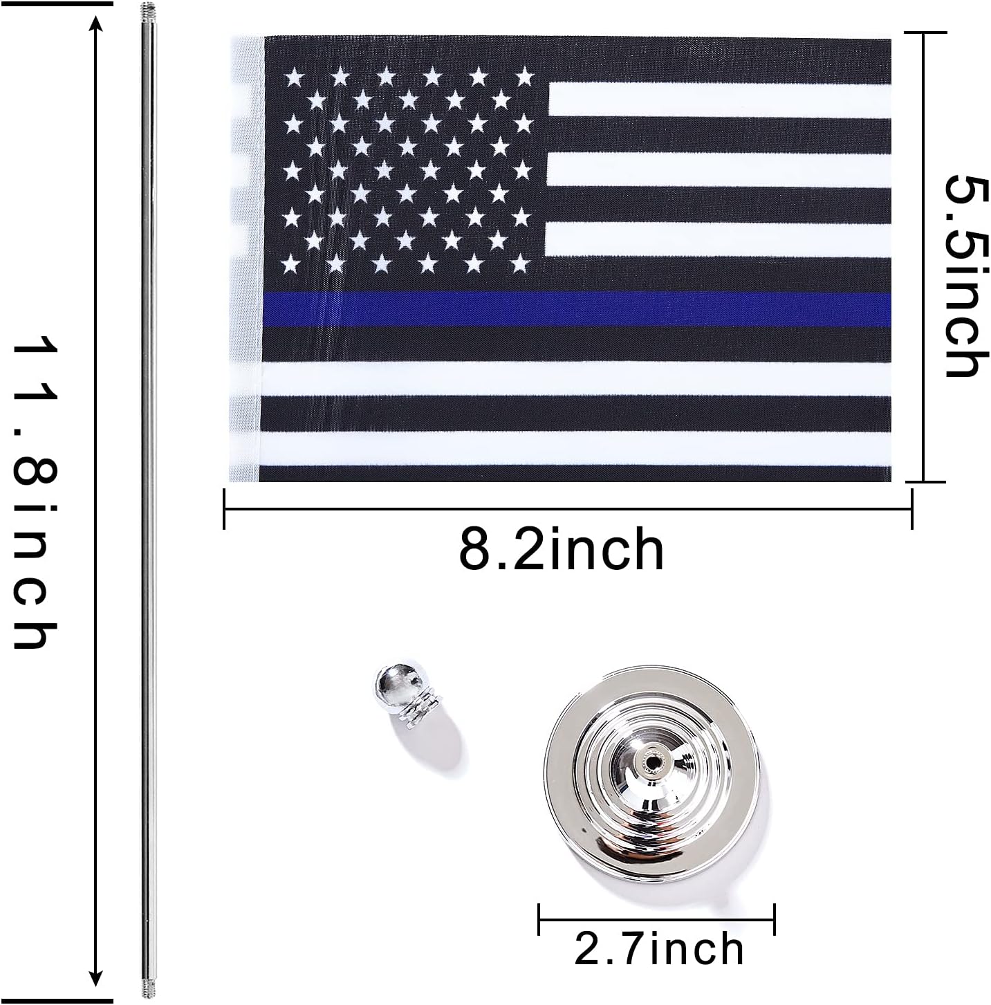 ZXvZYT 2 Pack American US Thin Blue Line flag USA Police table flag,Small Mini United States Law Enforcement Desk Flags With Stand Base,for Law Enforcement Party Events Celebration Decorations