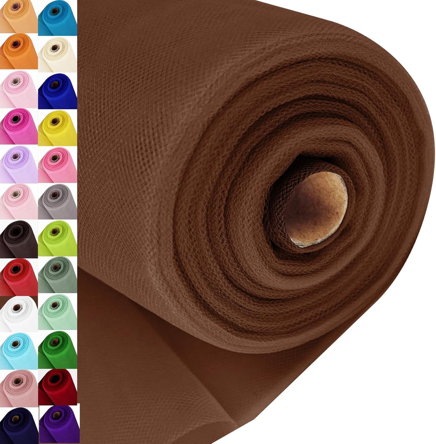 Brown Tulle Fabric Roll Spool Bolt (54 Inch by 40 Yards) Large Tulle Wedding Party Decoration, Tutu Skirt, Table Runner, Gift Wrapping, Bridal Shower, Soft & Drape (Brown)