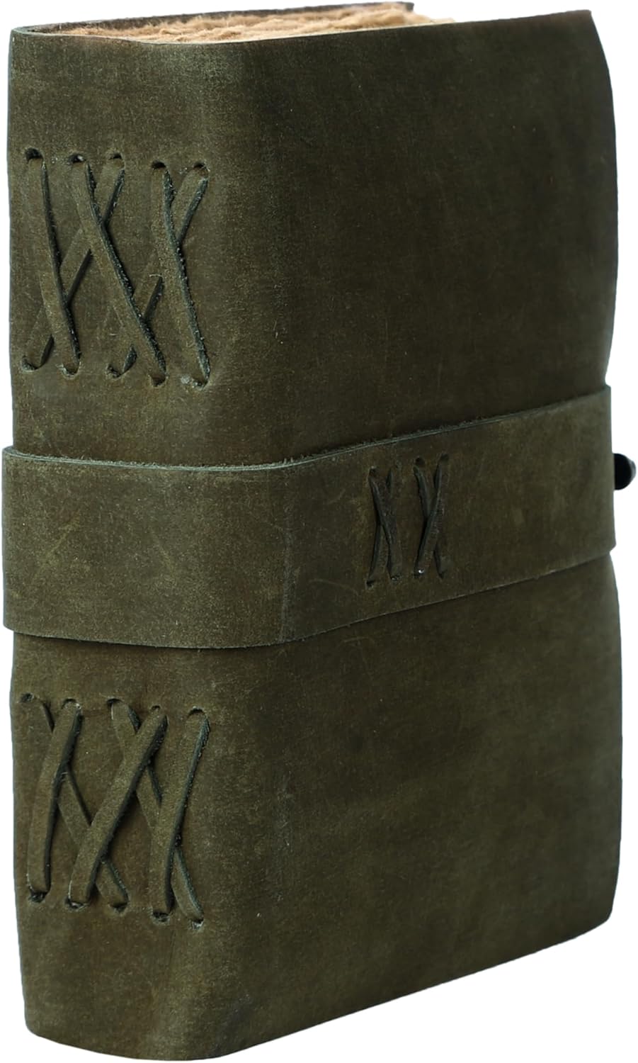 Vintage Leather Journal Handmade Buffalo Non-Refillable Deckle Edge Paper – Leather Bound Journal for Women, Men, C-Lock Closure Ideal for Writing & Travel for Artists (Dark Green)