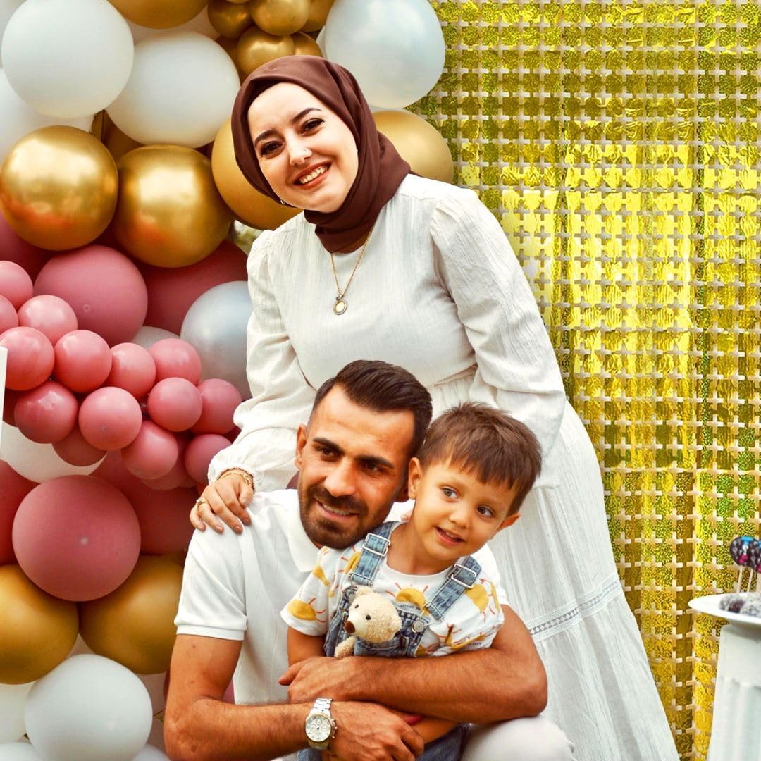 Gold Curtains Fringe Backdrop, Golden Streamers Party Decorations for Birthday, New Year's Eve, Prom Decorations,Bachelorette Party, Anniversary Celebration, Wedding, Cocktail Parties, Communion