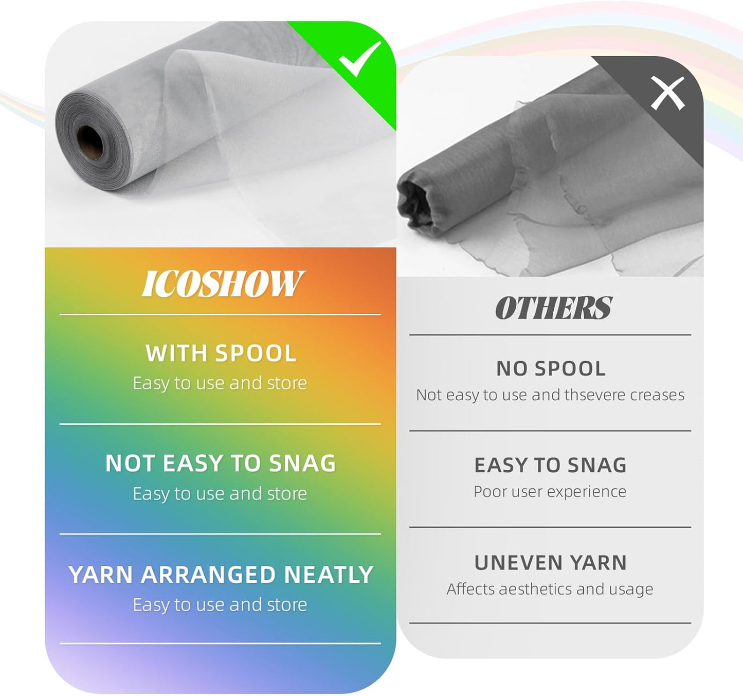 Crystal Organza Fabric Tulle 11 Inch by 50 Yards Sheer Tulle Rolls for DIY Craft Wedding Party Baby Shower Decor Gift Wrapping Party Supplies (Grey)