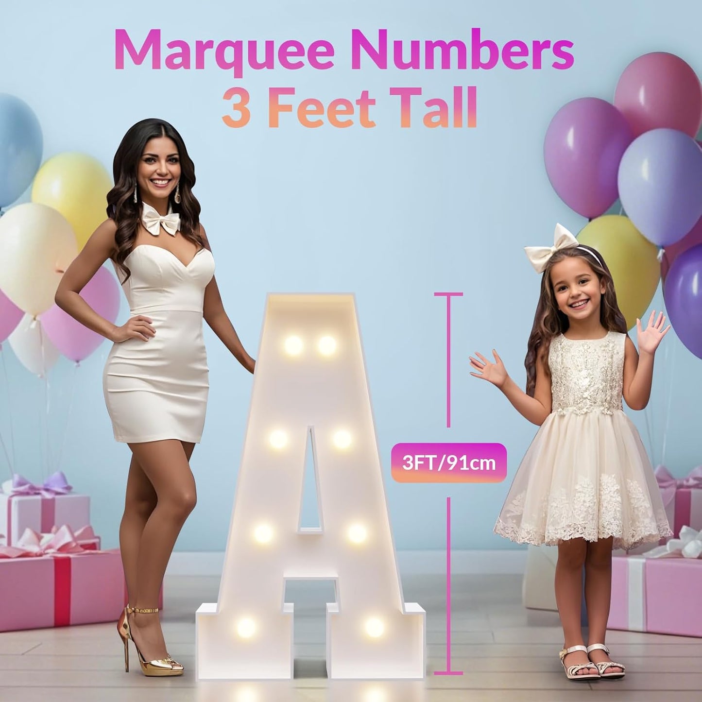 JoyMuse Marquee Letters 3 Feet Tall, Light Up Letters 3FT with Lights, Large Letters for Party, Letter Q Light Up Letters for Baby Shower Wedding Proposal Graduation Birthday Decorations