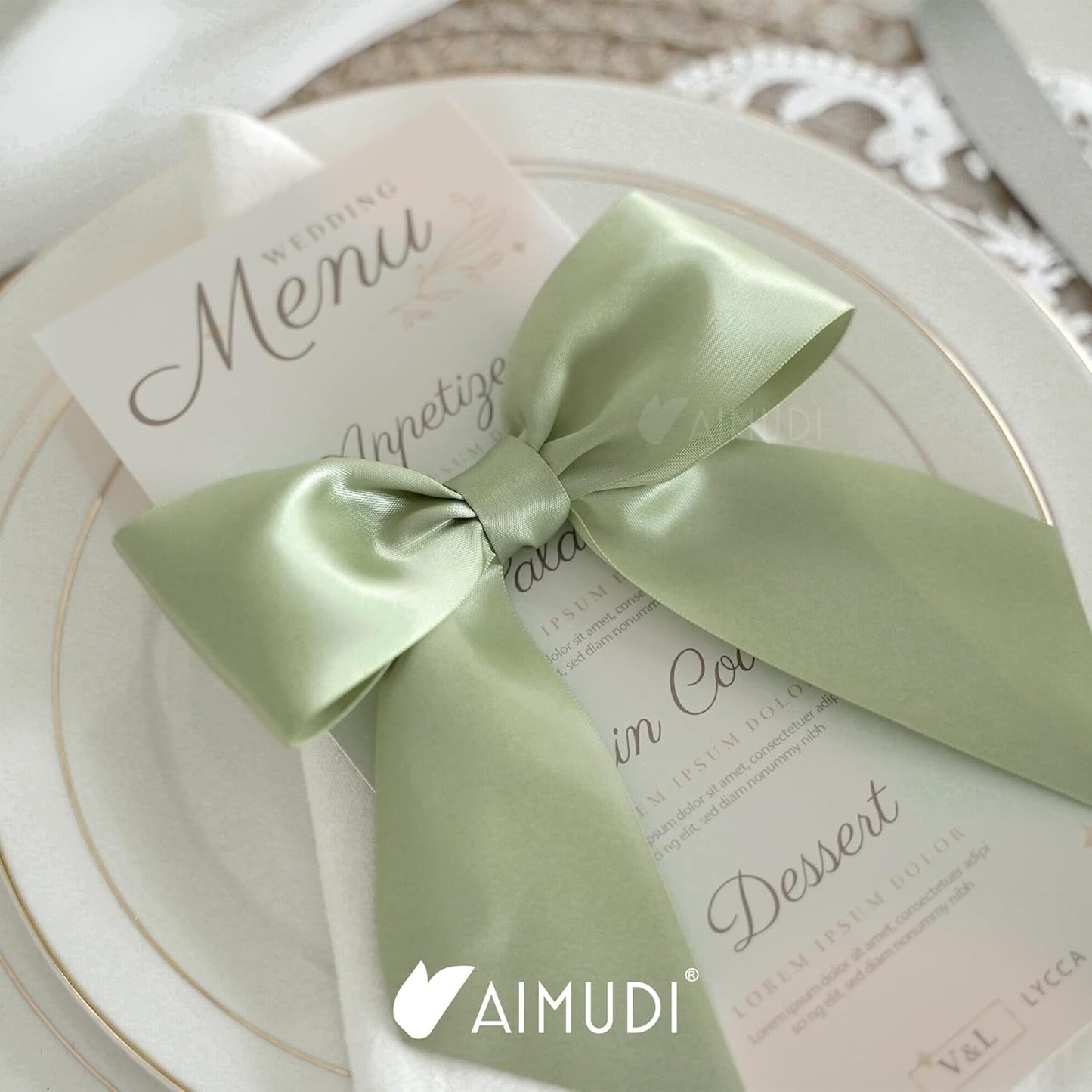 AIMUDI Sage Green Satin Bows 5.5" Bows for Gift Wrapping Satin Twist Tie Bows Premade Ribbon Bows for Treat Bags Invitations Baskets Wreaths Crafts Wedding Birthday Baby Shower Decorations, 24 PCs