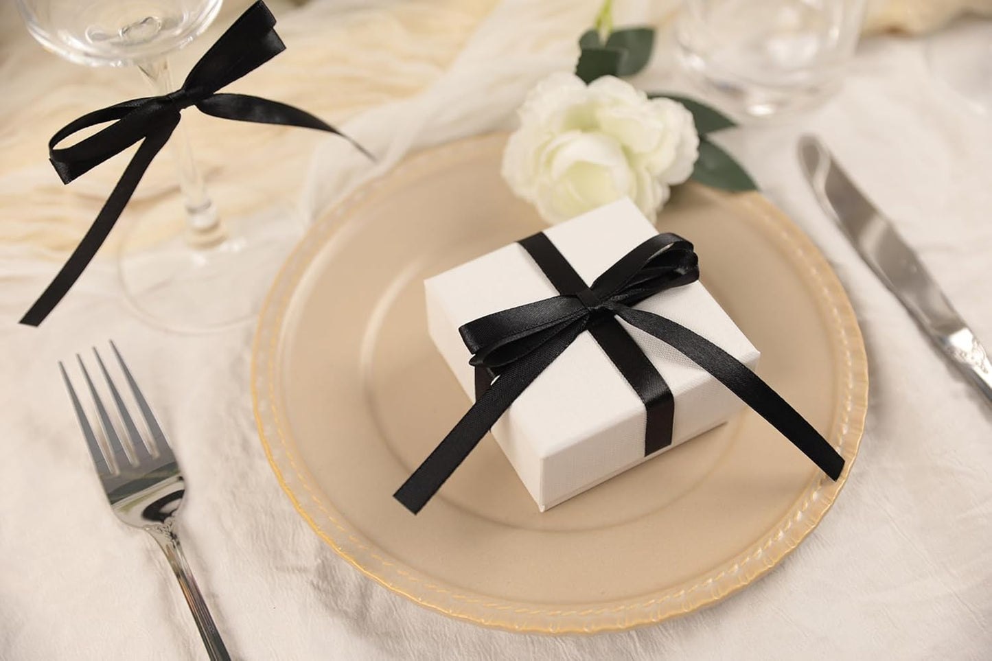 Black Satin Ribbon 3/8 inch X Continuous 100 Yards, Single Face Polyester Ribbon Perfect for Gift Wrapping, Flower Bouquet, Wedding Decor, Crafts, Bow Making, Sewing and More