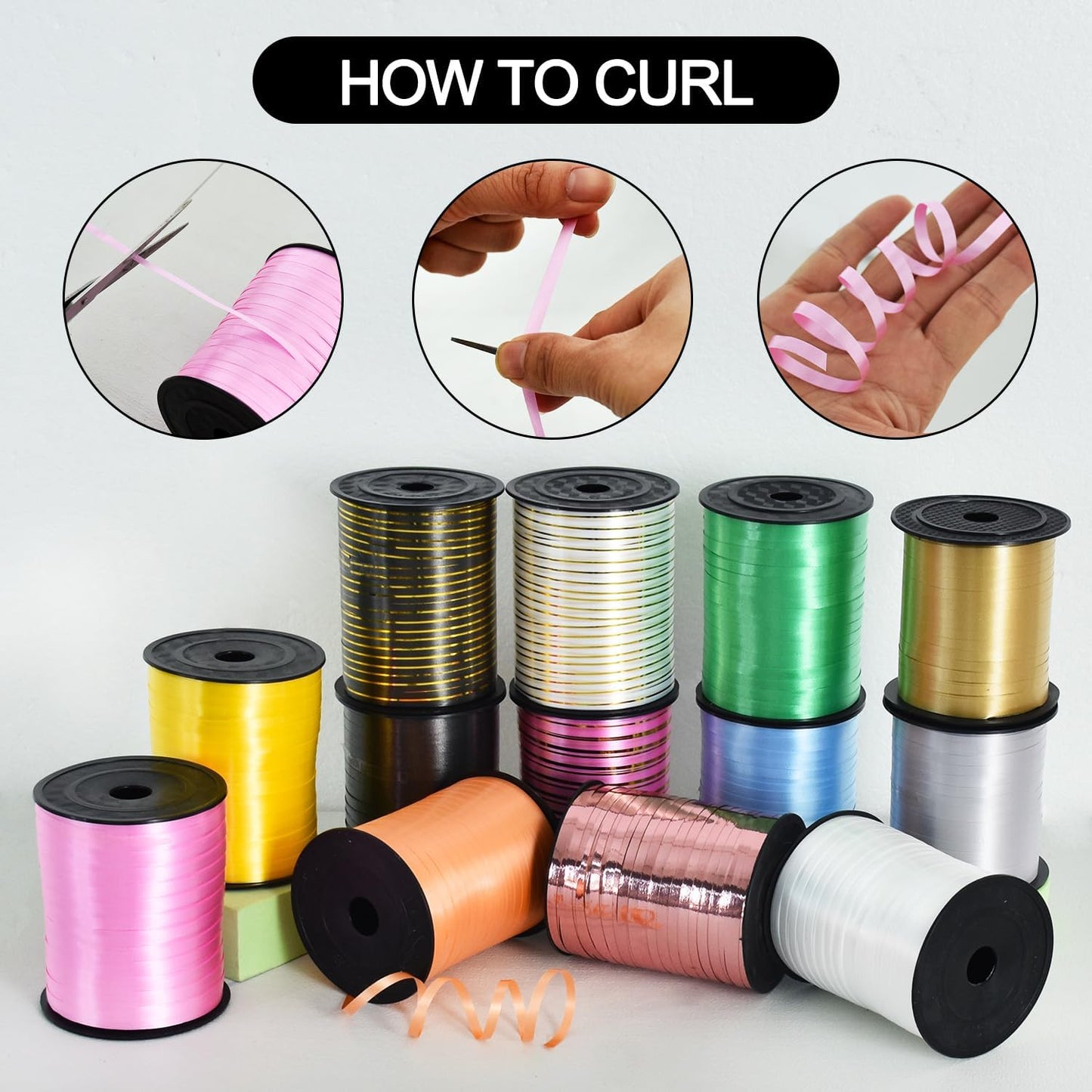 TONIFUL 500 Yards Curling Ribbon-Balloon Ribbon-Balloon String for Art&Craft Decor,Gift Wrapping,Ribbons and Bows for Christmas New Year Halloween Birthday Gifts Graduation Supplies (Black)