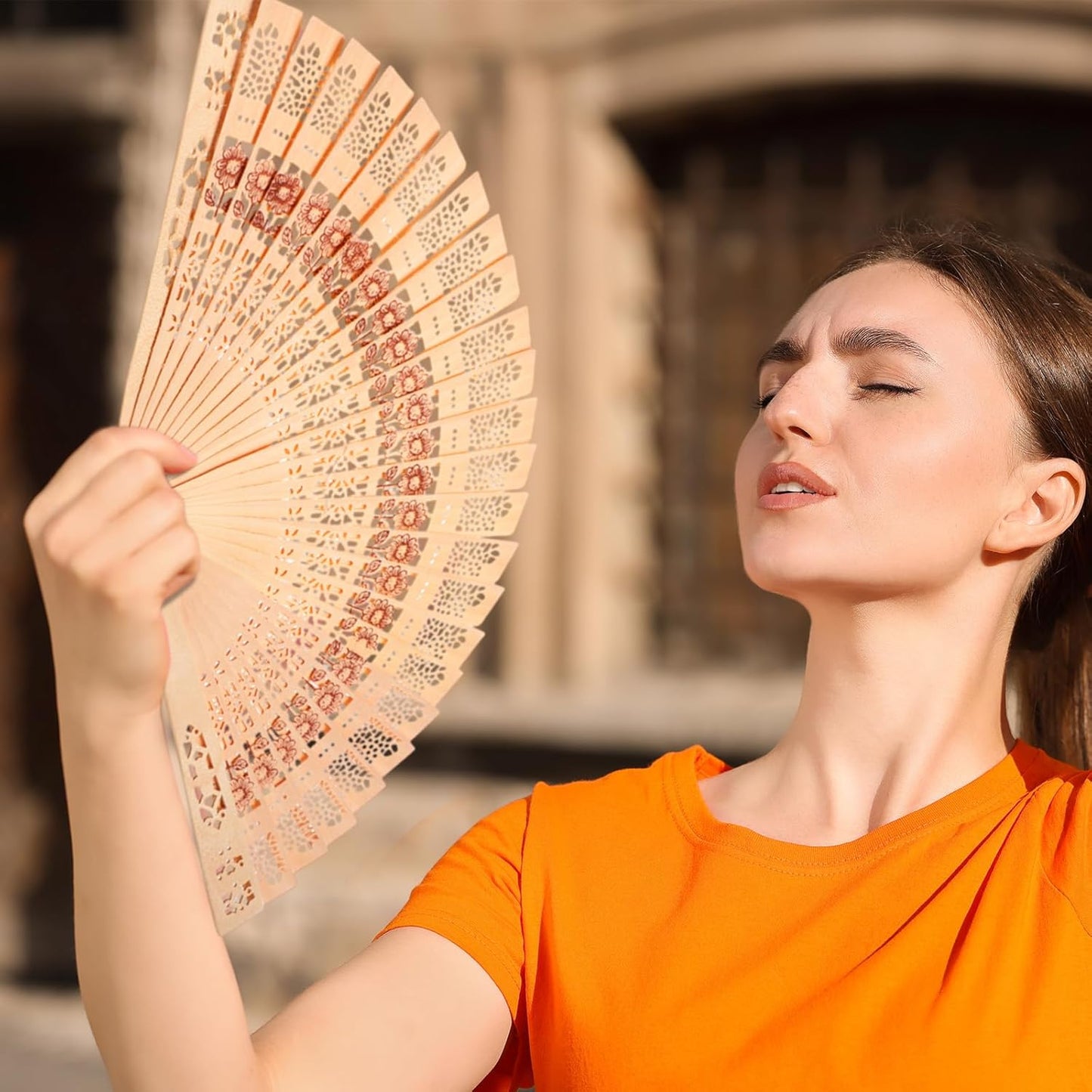 Qunclay 60Pcs Wooden Hand Fans Folding Wedding Fans for Guest Chinese Hollow Pattern with White Tassel and Gift Bag for Wedding Bridal Shower Birthday Party Favors Gift and Home Decor(Mixed Style)