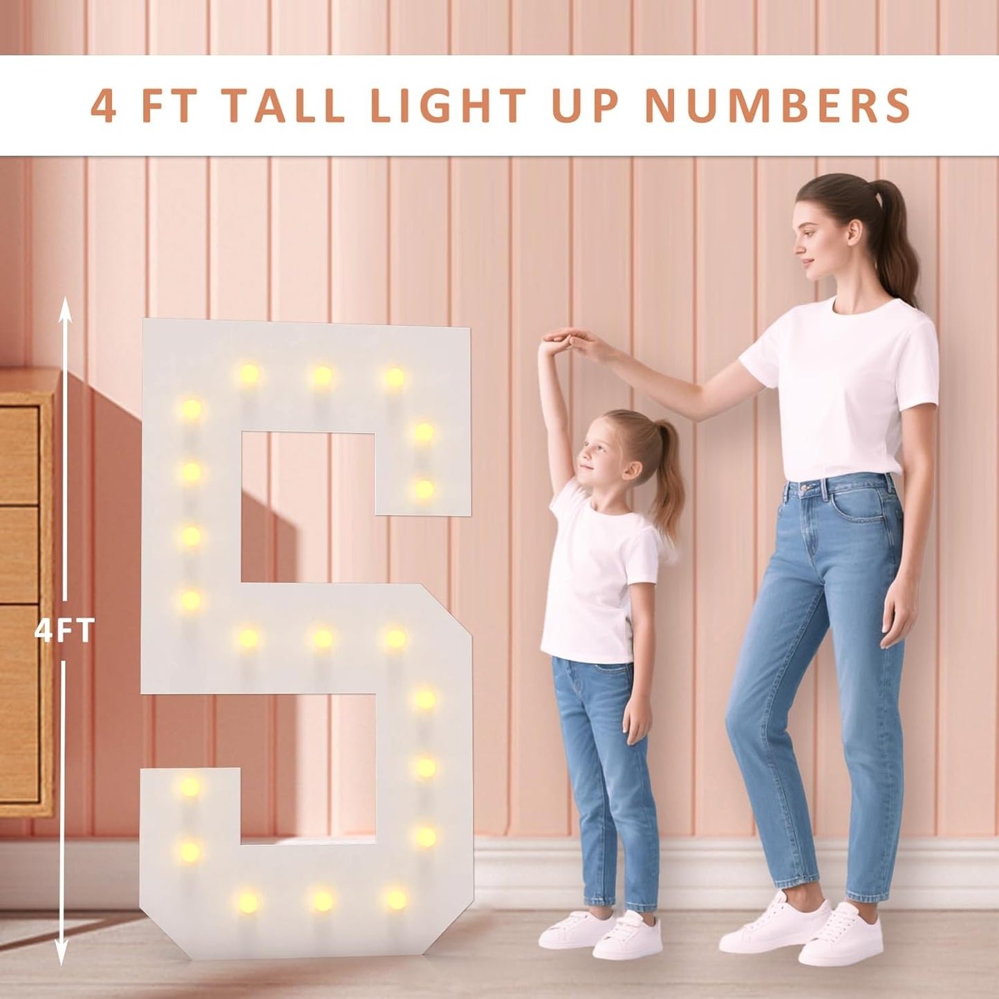 4FT Light Up Numbers, Marquee Numbers 4 Feet Tall Giant Number 16 Mosaic Big Number Sign for 16th Birthday Party Backdrop Anniversary Decorations, Pre-Cut Large Frame Number 16