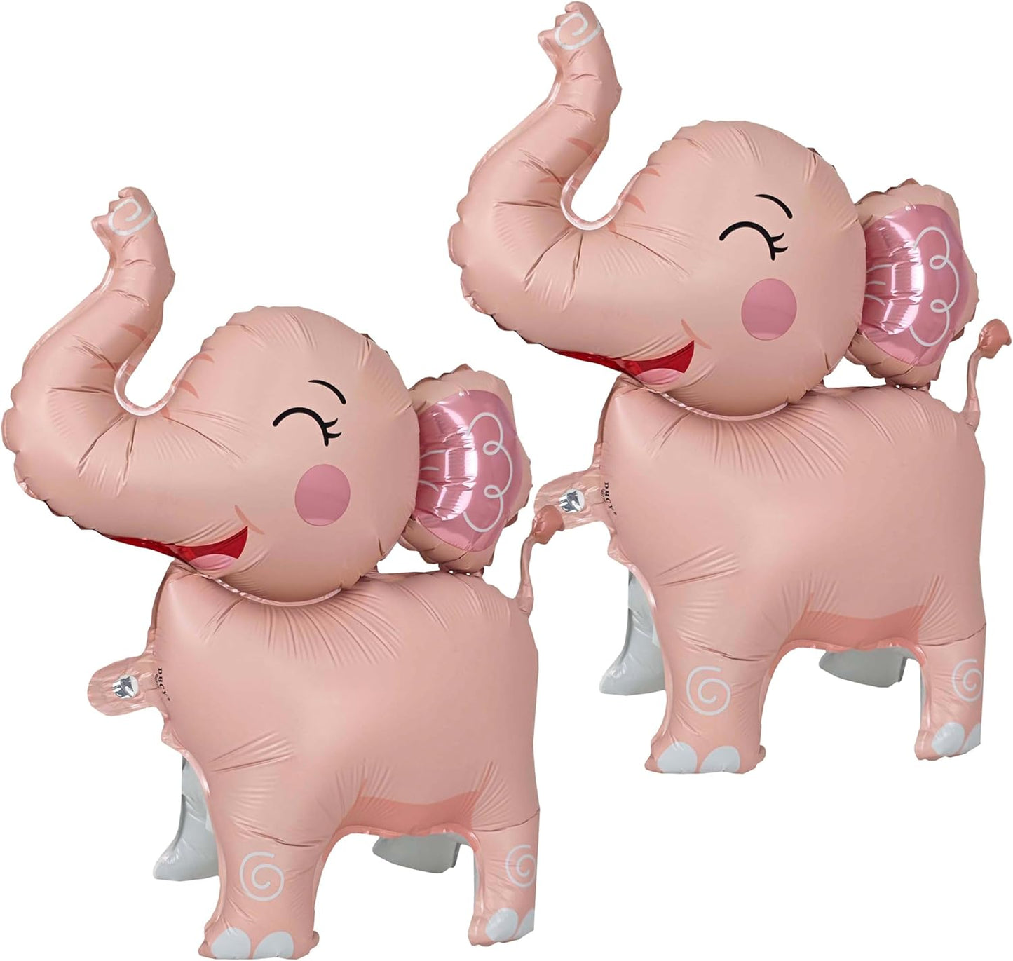 2PCS Matte self-standing elephant animal balloon 3D Jungle Large Elephant Foil Balloons For Kids safari themed birthday party gender indication baby shower Decor supplies Pink
