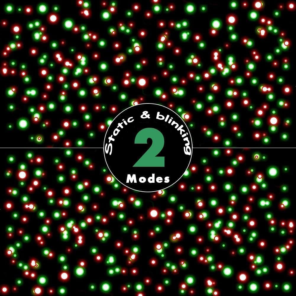 Christmas Laser Light Projector Red and Green Star Laser Lights Show with Timer for Outdoor Decorations Waterproof Landscape Lighting for Christmas and Holidays