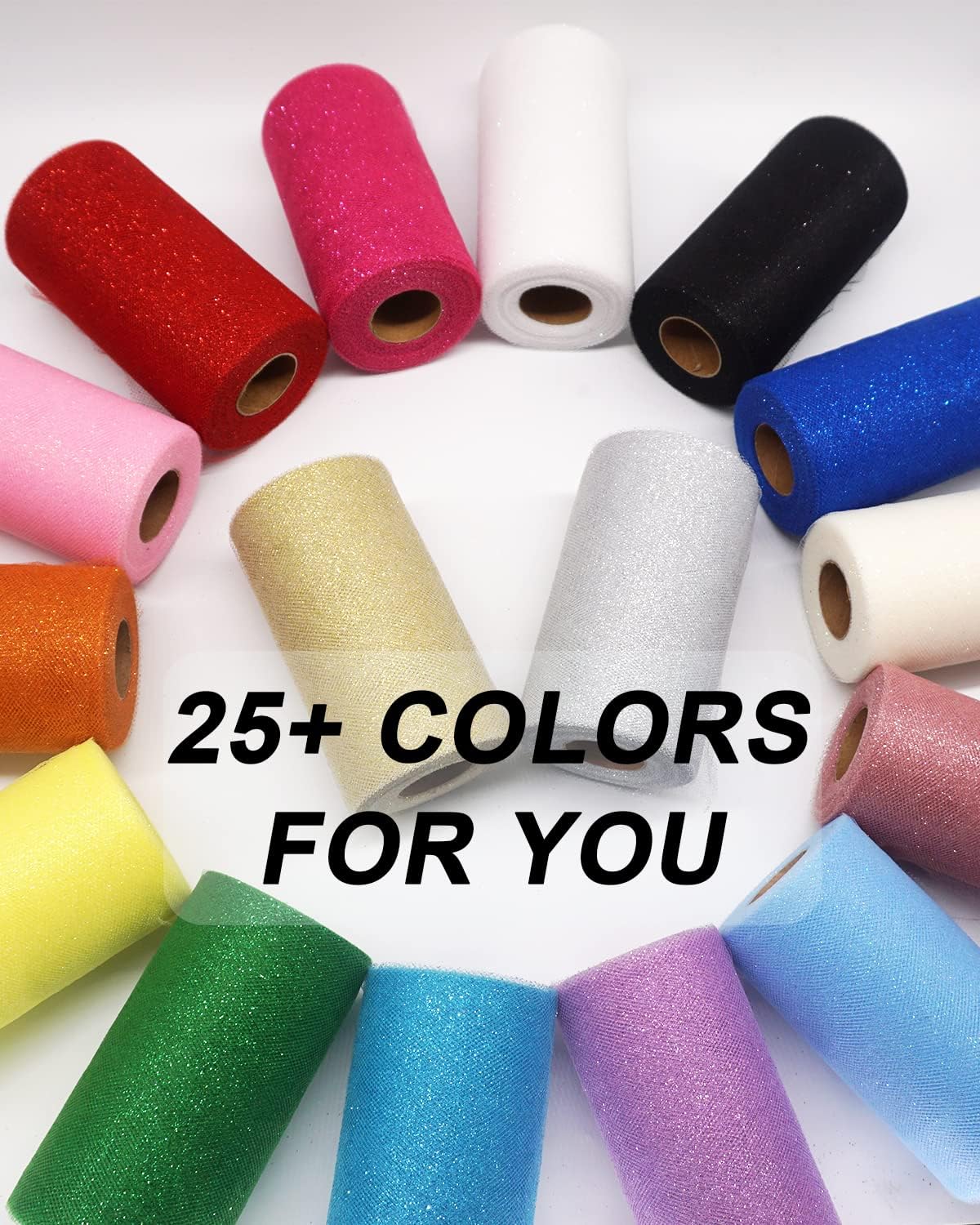 Black Glitter Tulle Fabric Rolls, 6 Inch 50 Yards (150ft) Sparkling Spool Ribbon Sequin Netting for Tutu Skirt Gift Wrapping Wedding Party Decoration (Black)