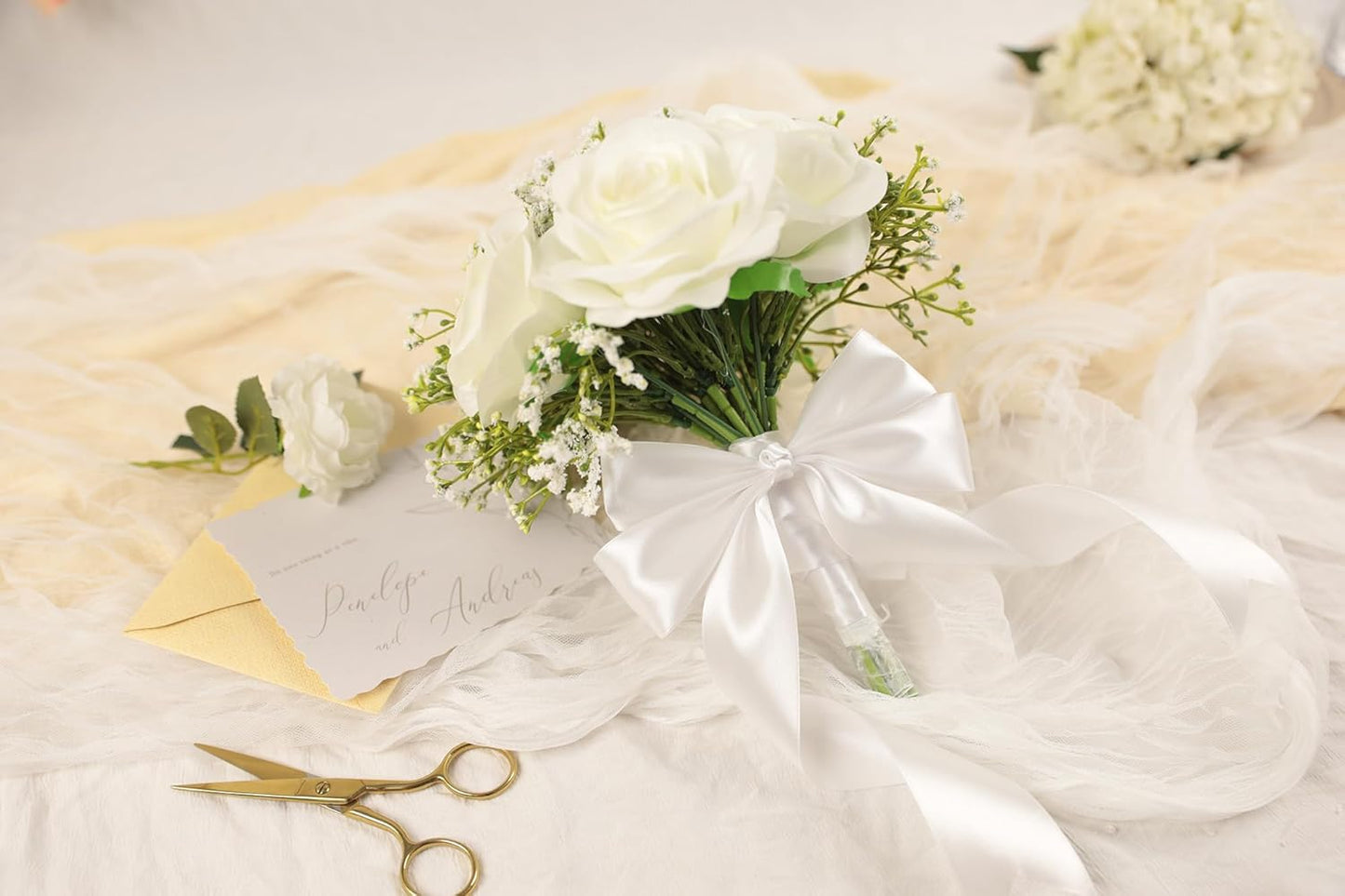 White Satin Ribbon 1-1/2 inch X Continuous 50 Yards, Single Face Polyester Ribbon Perfect for Gift Wrapping, Flower Bouquet, Wedding Decor, Crafts, Bow Making, Sewing and More