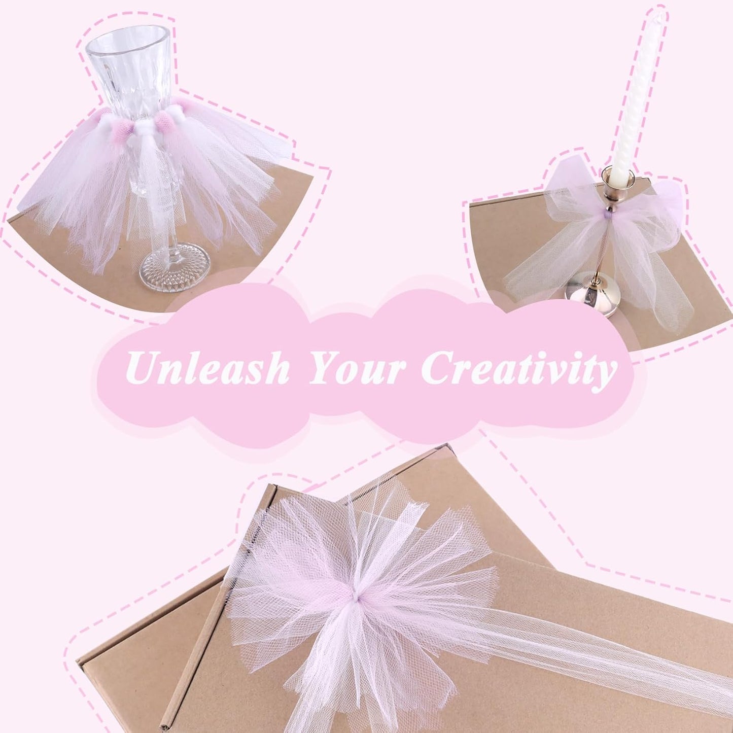 Soft Pink Tulle Fabric Roll 6" by 100 Yards (300 ft) Soft Tulle Spool for DIY Crafting Favor Supplies, Tutus, Wedding, Party Decorations, Gift Wrapping